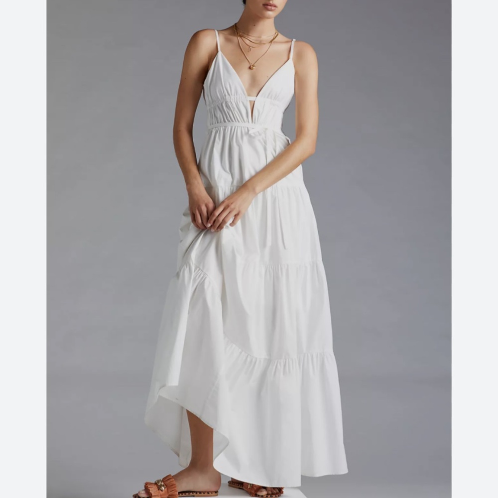 Say Lee White Tiered Max Dress